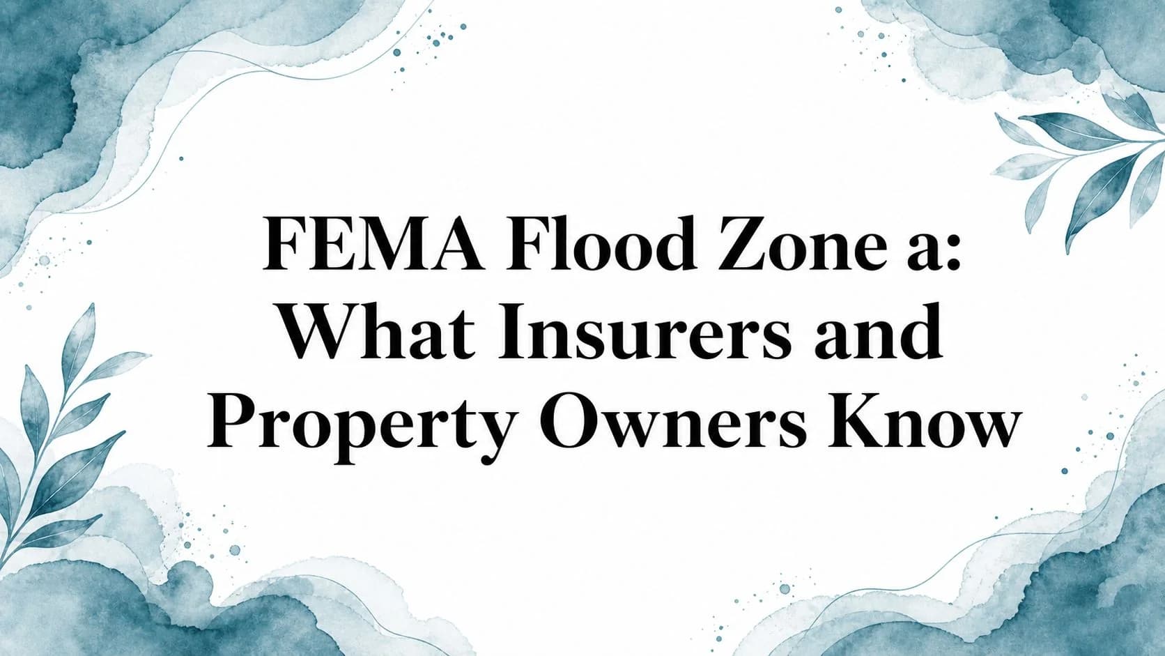FEMA Flood Zone a: What Insurers and Property Owners Know
