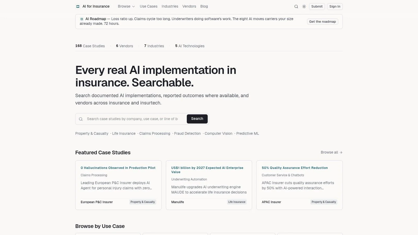 Screenshot from https://aiforinsurance.org